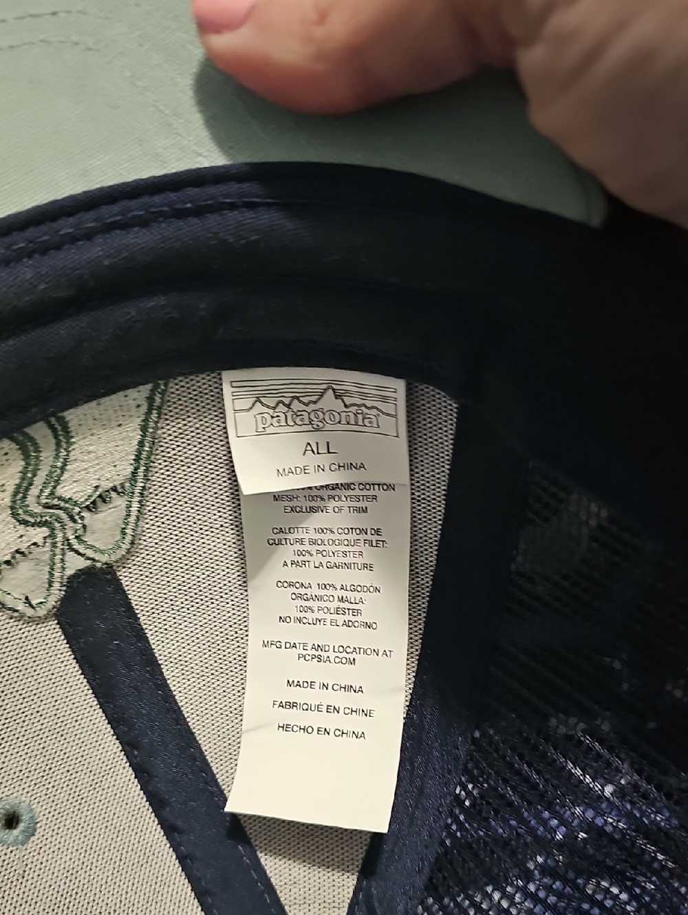 New Patagonia Live Simply Mountain Trucker Hat in Light Green and Navy One Size - Picture 4 of 4